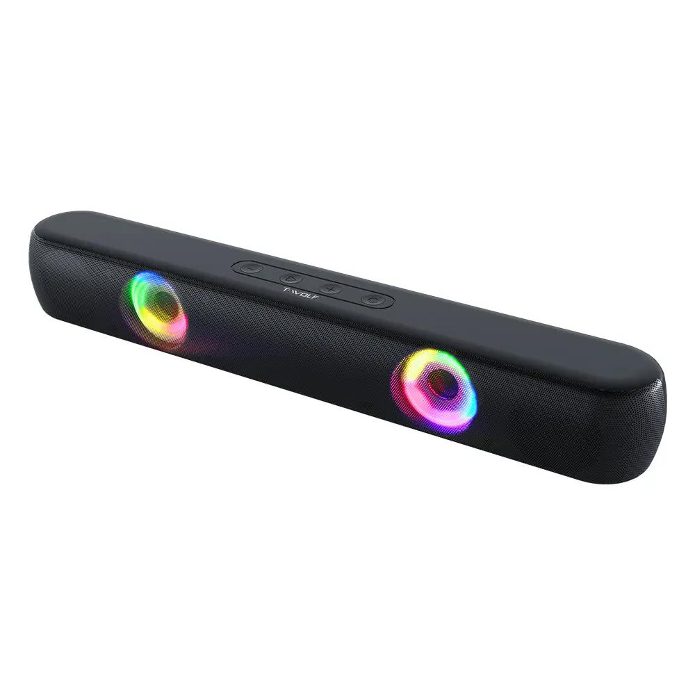 BT320 RGB Bluetooth Speaker – Dual 5W Stereo, TWS, Wireless Soundbar with Colorful Lights - FORGEMYPC