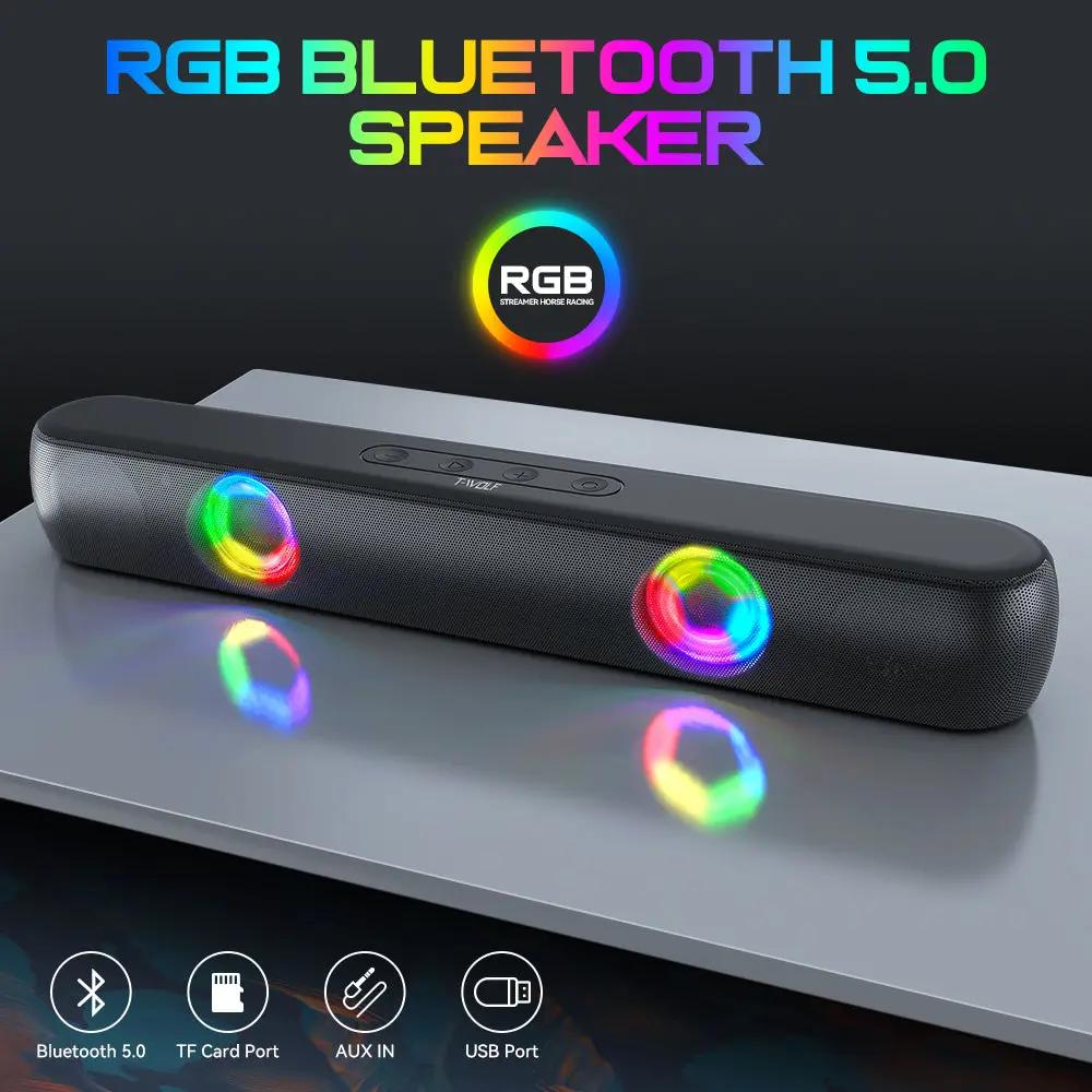 BT320 RGB Bluetooth Speaker – Dual 5W Stereo, TWS, Wireless Soundbar with Colorful Lights - FORGEMYPC
