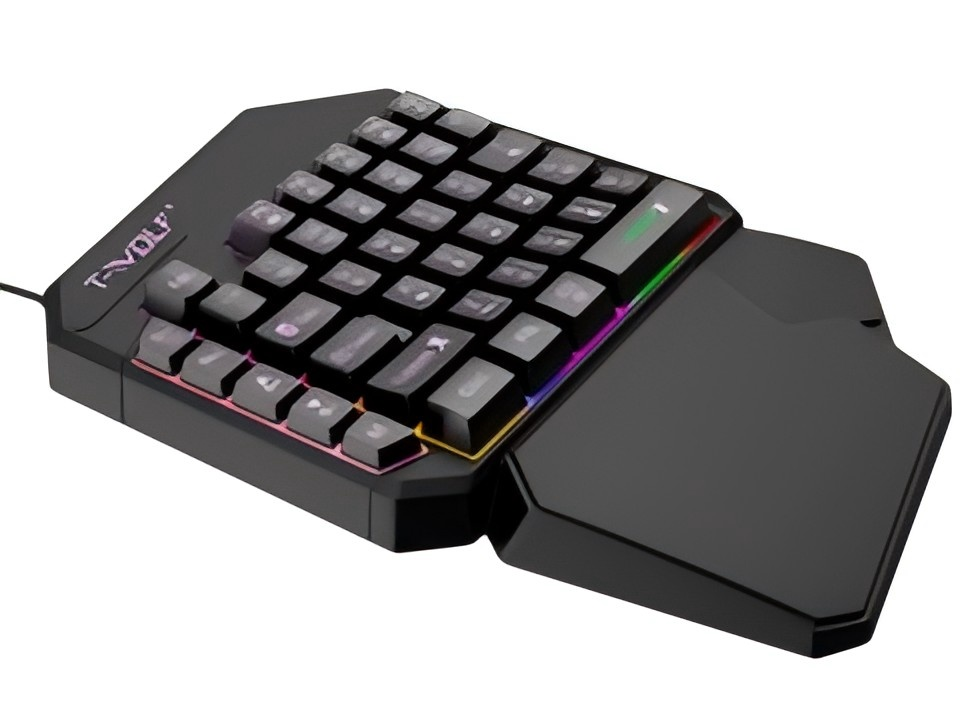T19 RGB One-Handed Gaming Keyboard – 40 Keys, Ergonomic Wrist Rest for FPS & MOBA - FORGEMYPC