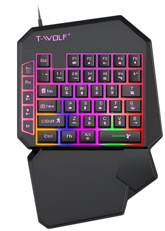 T19 RGB One-Handed Gaming Keyboard – 40 Keys, Ergonomic Wrist Rest for FPS & MOBA - FORGEMYPC