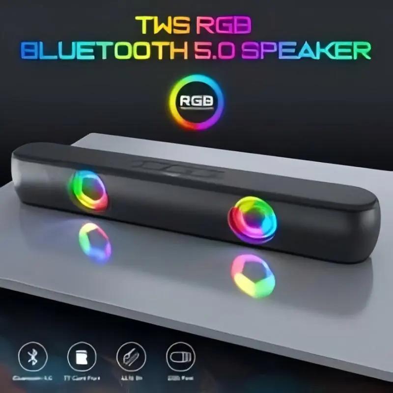 BT320 RGB Bluetooth Speaker – Dual 5W Stereo, TWS, Wireless Soundbar with Colorful Lights - FORGEMYPC