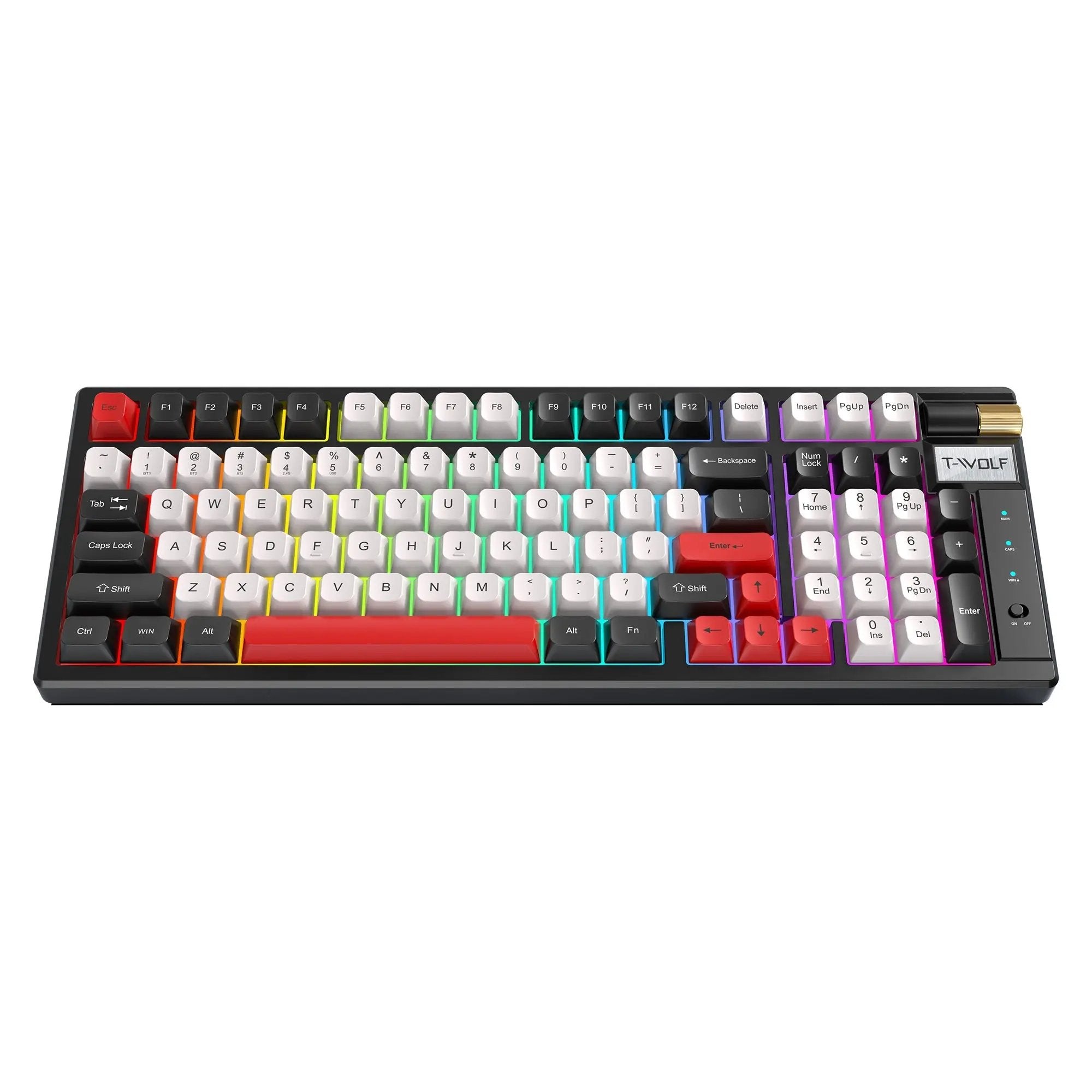T70 Tri-Mode Mechanical Keyboard – Red Switch, RGB Backlit, Wired/Wireless/Bluetooth 3-in-1 - FORGEMYPC