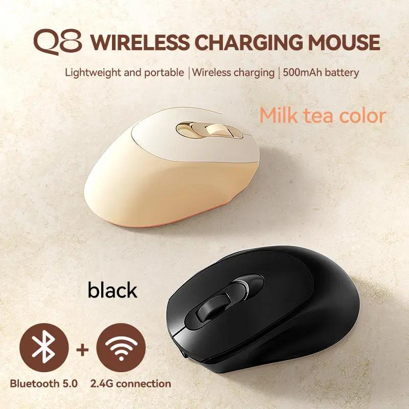 Q8 Wireless Silent Mouse – Silent, Rechargeable, Dual-Mode (Bluetooth + USB) - FORGEMYPC