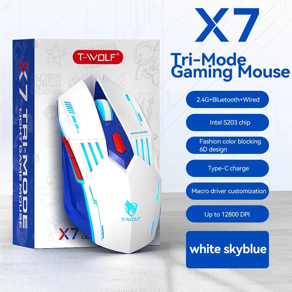 X7 Tri-Mode Gaming Mouse – Wired, Wireless & Bluetooth | RGB, 12800 DPI - FORGEMYPC