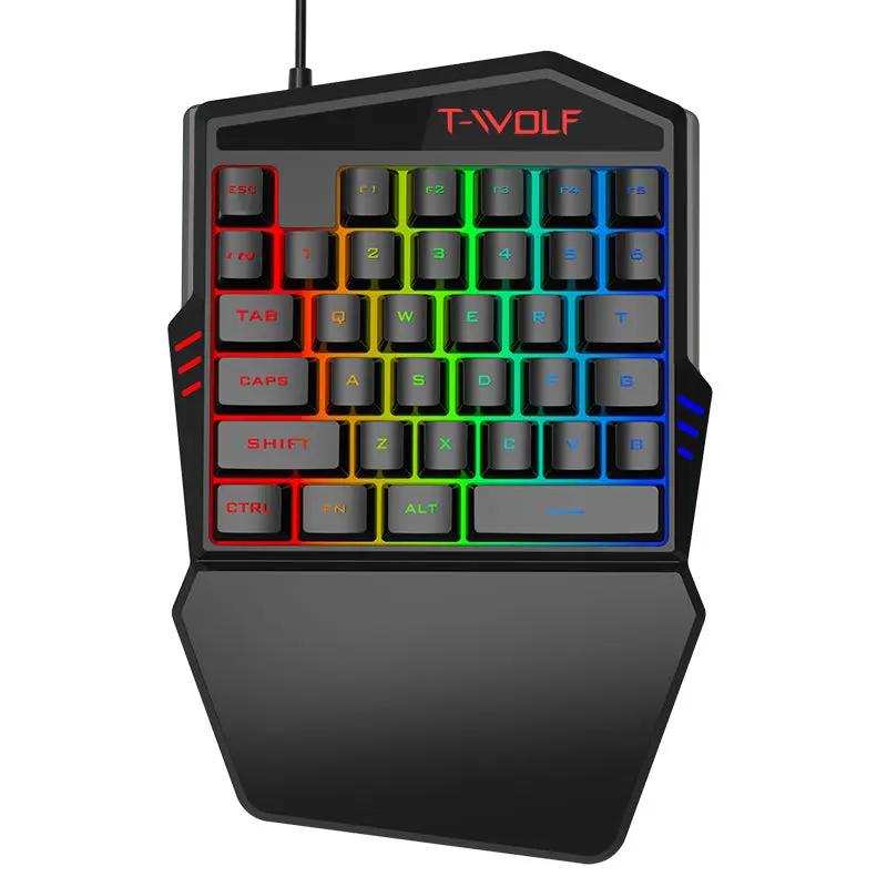 T19 RGB One-Handed Gaming Keyboard – 40 Keys, Ergonomic Wrist Rest for FPS & MOBA - FORGEMYPC