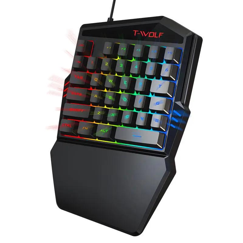 T19 RGB One-Handed Gaming Keyboard – 40 Keys, Ergonomic Wrist Rest for FPS & MOBA - FORGEMYPC