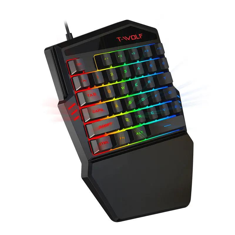 T19 RGB One-Handed Gaming Keyboard – 40 Keys, Ergonomic Wrist Rest for FPS & MOBA - FORGEMYPC