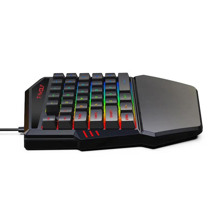 T19 RGB One-Handed Gaming Keyboard – 40 Keys, Ergonomic Wrist Rest for FPS & MOBA - FORGEMYPC