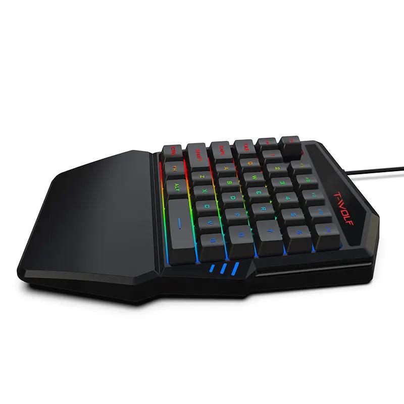 T19 RGB One-Handed Gaming Keyboard – 40 Keys, Ergonomic Wrist Rest for FPS & MOBA - FORGEMYPC