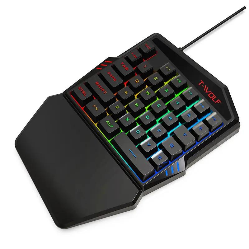 T19 RGB One-Handed Gaming Keyboard – 40 Keys, Ergonomic Wrist Rest for FPS & MOBA - FORGEMYPC