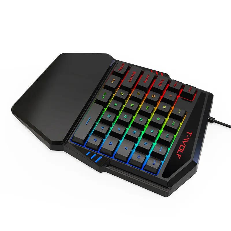 T19 RGB One-Handed Gaming Keyboard – 40 Keys, Ergonomic Wrist Rest for FPS & MOBA - FORGEMYPC