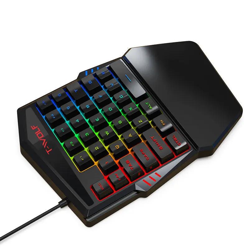 T19 RGB One-Handed Gaming Keyboard – 40 Keys, Ergonomic Wrist Rest for FPS & MOBA - FORGEMYPC